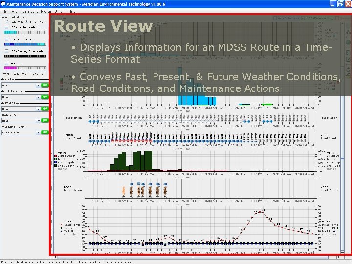Route View • Displays Information for an MDSS Route in a Time. Series Format