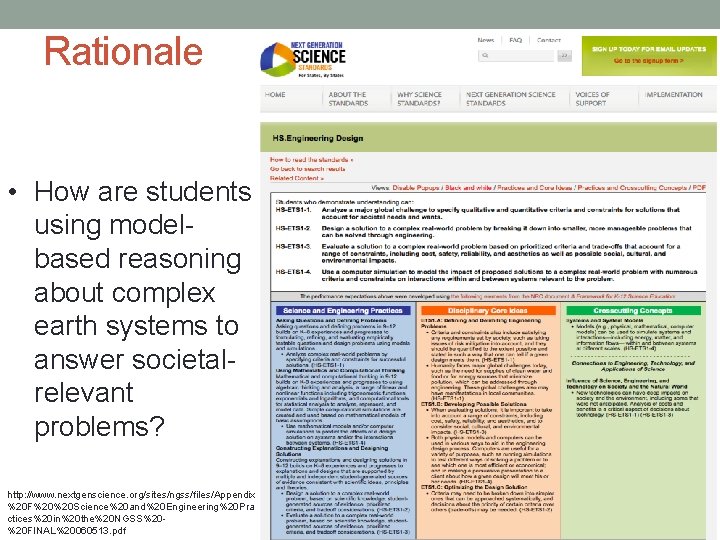 Rationale • How are students using modelbased reasoning about complex earth systems to answer