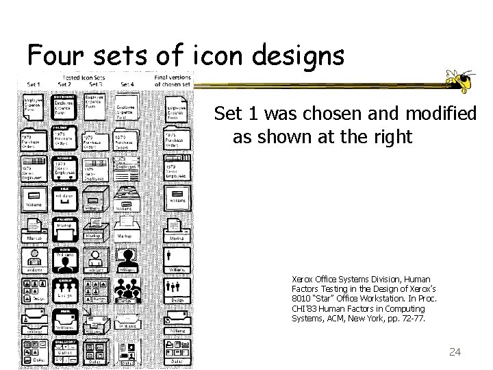 Four sets of icon designs Set 1 was chosen and modified as shown at
