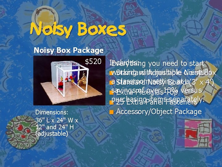 Noisy Boxes Noisy Box Package $520 Includes: Everything you need to start nworking with