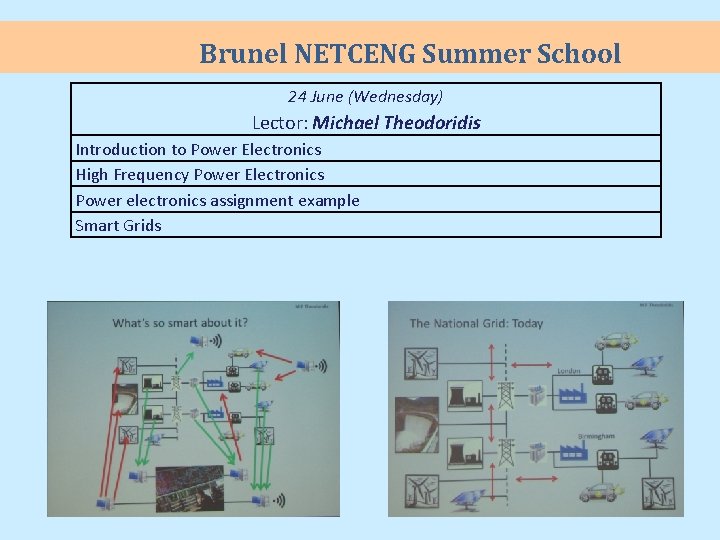 Brunel NETCENG Summer School 24 June (Wednesday) Lector: Michael Theodoridis Introduction to Power Electronics