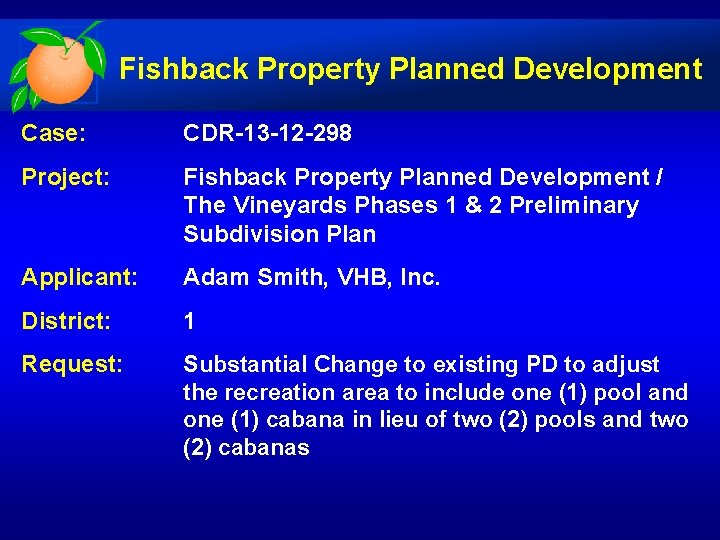 Fishback Property Planned Development Case: CDR-13 -12 -298 Project: Fishback Property Planned Development /