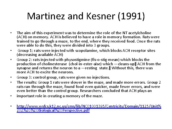 Martinez and Kesner (1991) • • The aim of this experiment was to determine