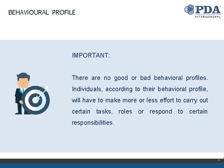 BEHAVIOURAL PROFILE IMPORTANT: There are no good or bad behavioral profiles. Individuals, according to