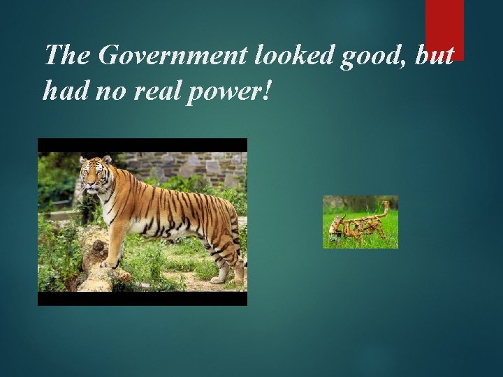 The Government looked good, but had no real power! 