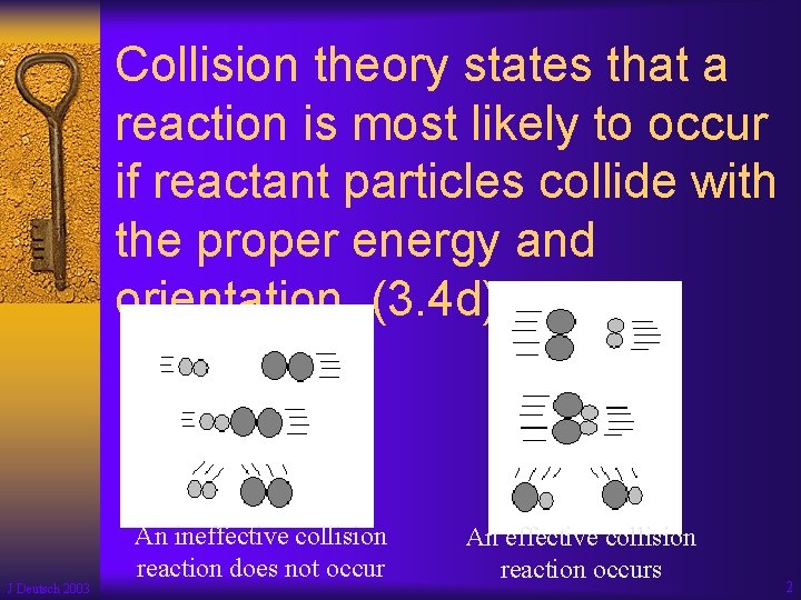 Collision theory states that a reaction is most likely to occur if reactant particles