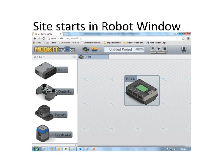 Site starts in Robot Window 