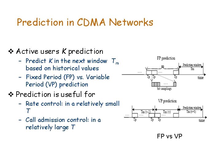 Prediction in CDMA Networks v Active users K prediction – Predict K in the