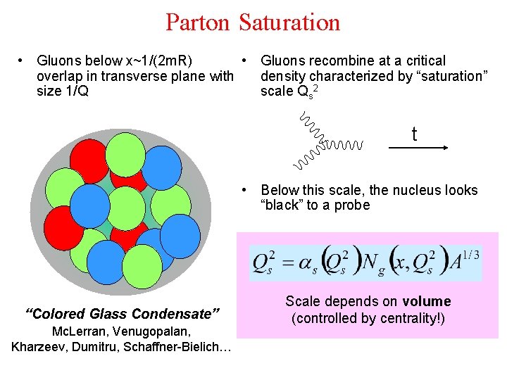 Parton Saturation • Gluons recombine at a critical • Gluons below x~1/(2 m. R)