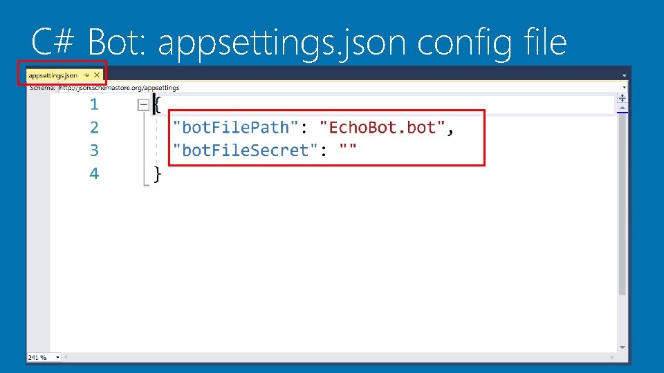 C# Bot: appsettings. json config file 