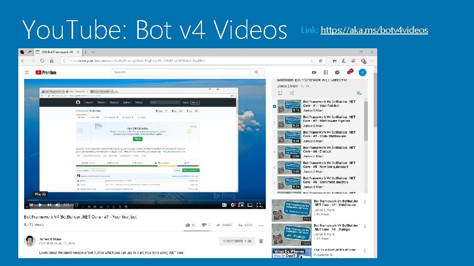You. Tube: Bot v 4 Videos Link: https: //aka. ms/botv 4 videos 