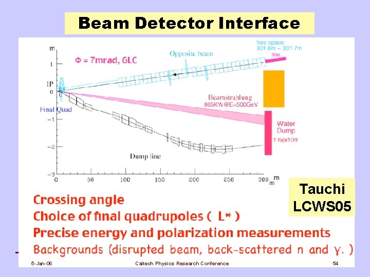 Beam Detector Interface Tauchi LCWS 05 5 -Jan-06 Caltech Physics Research Conference 54 
