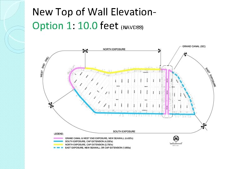 New Top of Wall Elevation. Option 1: 10. 0 feet (NAVD 88) 