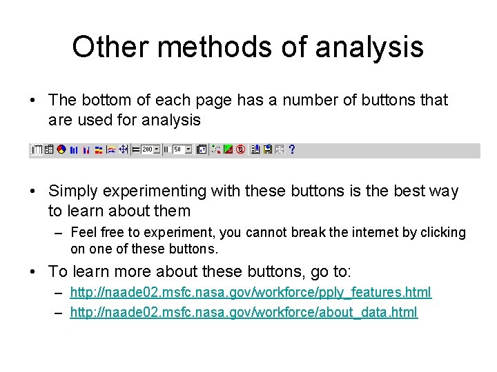 Other methods of analysis • The bottom of each page has a number of