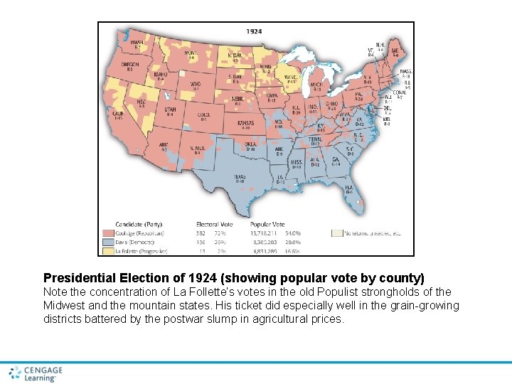 Presidential Election of 1924 (showing popular vote by county) Note the concentration of La