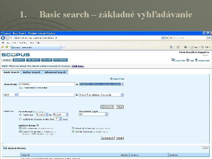 1. Basic search – základné vyhľadávanie 