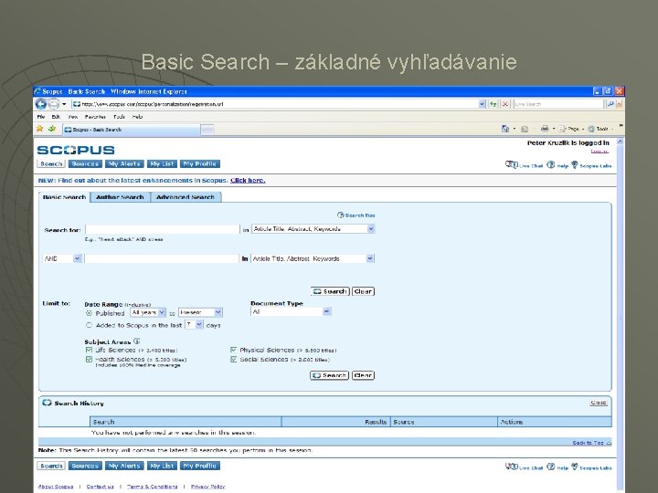 Basic Search – základné vyhľadávanie 