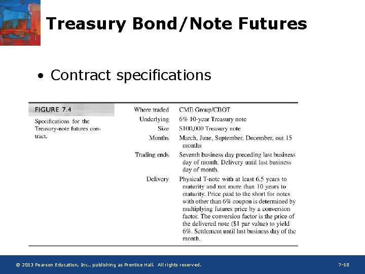 Treasury Bond/Note Futures • Contract specifications © 2013 Pearson Education, Inc. , publishing as