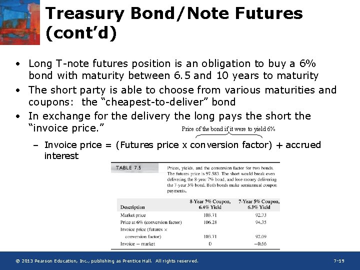 Treasury Bond/Note Futures (cont’d) • Long T-note futures position is an obligation to buy