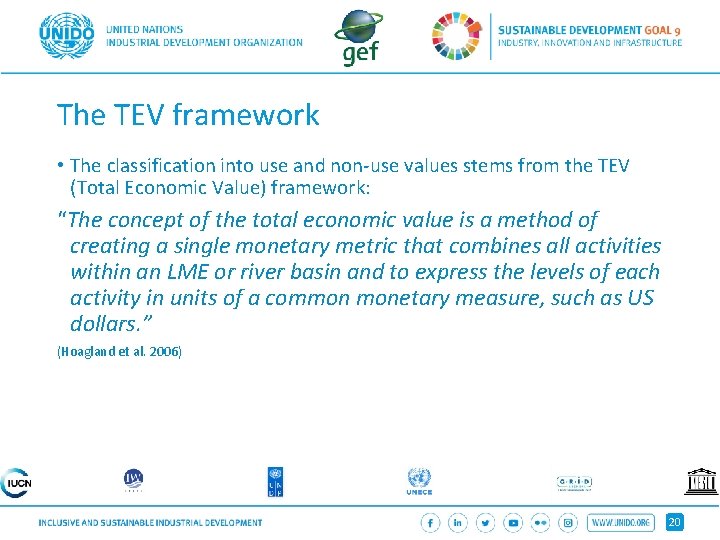 The TEV framework • The classification into use and non-use values stems from the