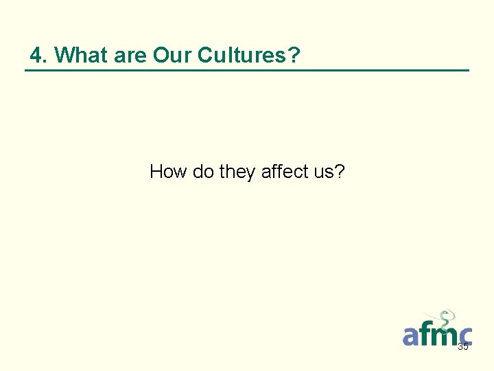4. What are Our Cultures? How do they affect us? 35 