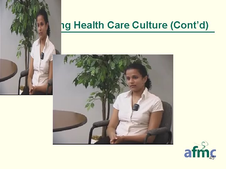 8. Exploring Health Care Culture (Cont’d) 45 