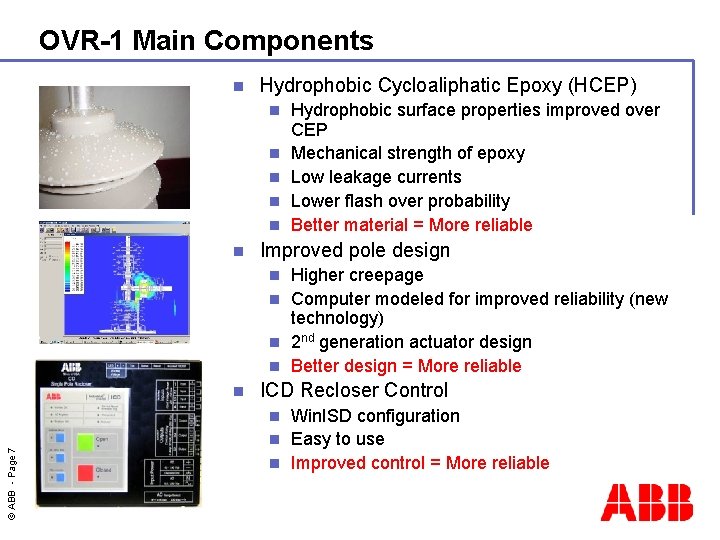OVR-1 Main Components n Hydrophobic Cycloaliphatic Epoxy (HCEP) n n n Hydrophobic surface properties