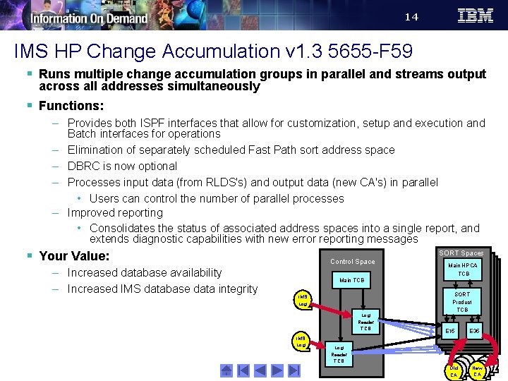 14 IMS HP Change Accumulation v 1. 3 5655 -F 59 § Runs multiple