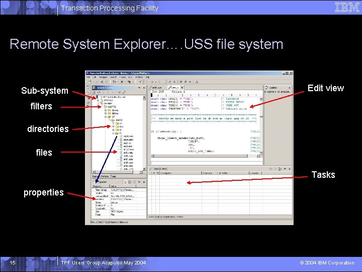 Transaction Processing Facility Remote System Explorer…. USS file system Sub-system Edit view filters directories