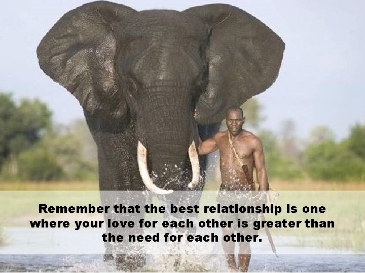 Remember that the best relationship is one where your love for each other is
