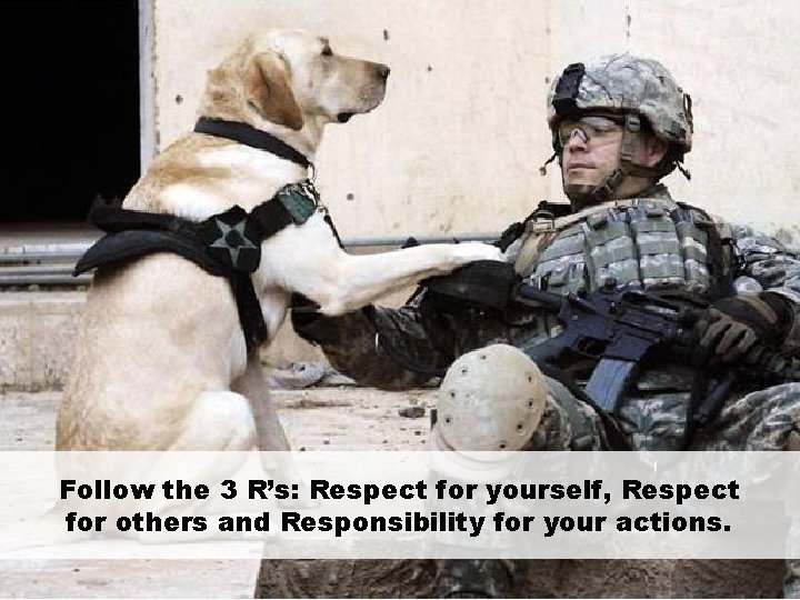 Follow the 3 R’s: Respect for yourself, Respect for others and Responsibility for your