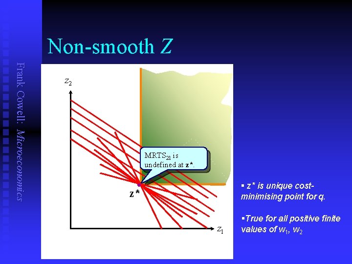 Non-smooth Z Frank Cowell: Microeconomics z 2 MRTS 21 is undefined at z*. §