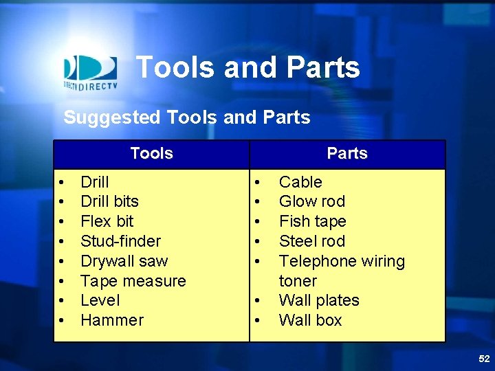 Tools and Parts Suggested Tools and Parts Tools • • Drill bits Flex bit