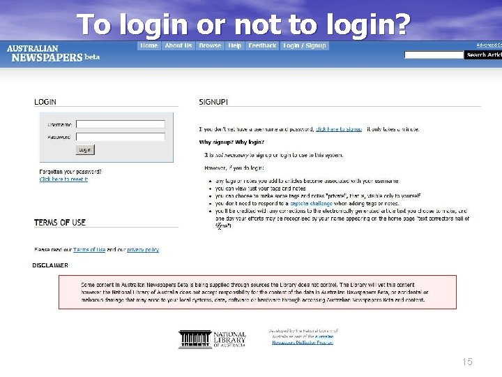 To login or not to login? 15 