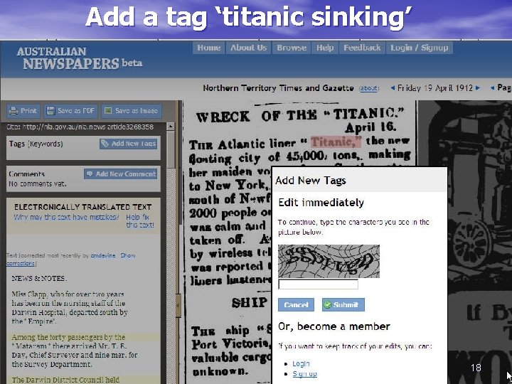 Add a tag ‘titanic sinking’ 18 