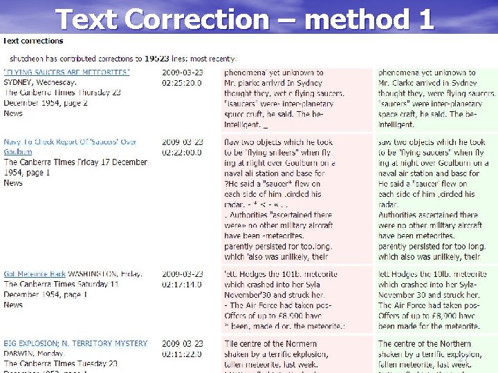 Text Correction – method 1 27 