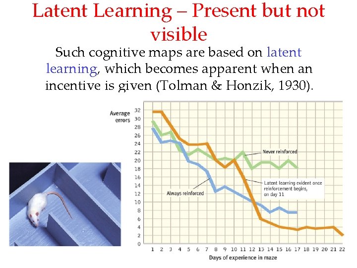 Latent Learning – Present but not visible Such cognitive maps are based on latent