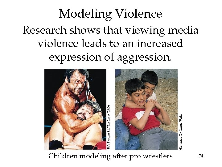 Modeling Violence Children modeling after pro wrestlers Glassman/ The Image Works Bob Daemmrich/ The