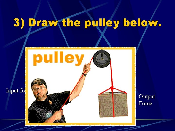 3) Draw the pulley below. Input force Output Force 