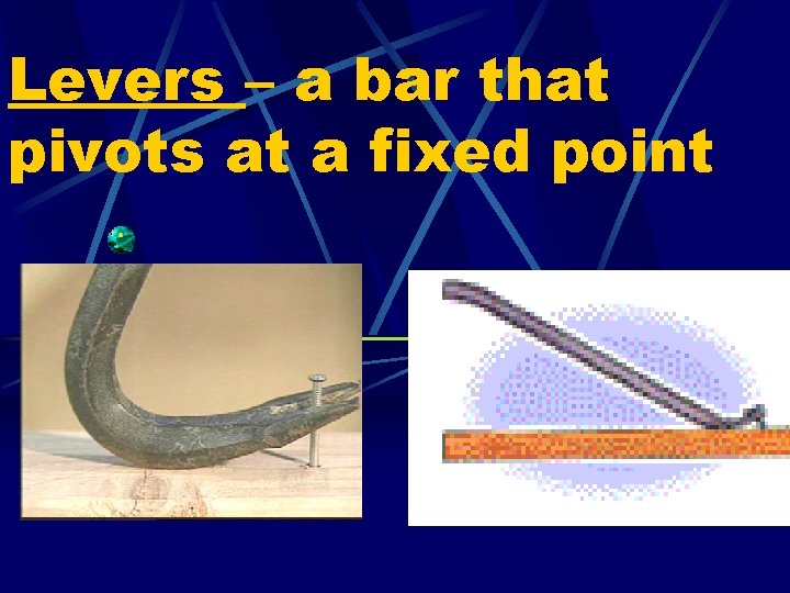 Levers – a bar that pivots at a fixed point 