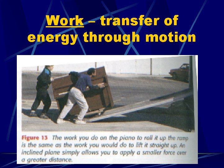 Work – transfer of energy through motion 