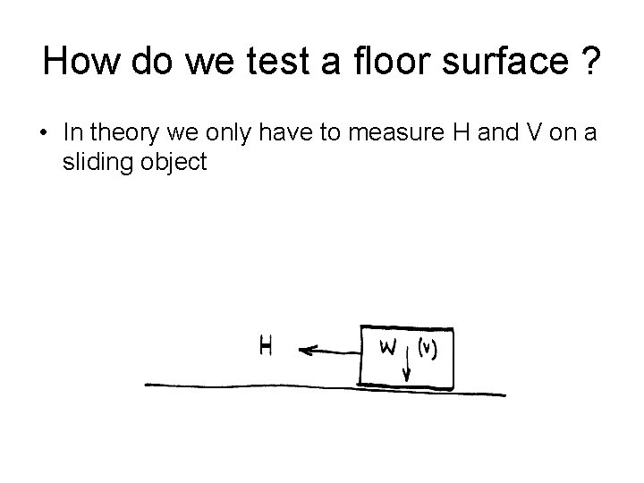 How do we test a floor surface ? • In theory we only have