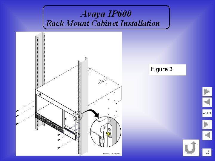 Avaya IP 600 Rack Mount Cabinet Installation Figure 3 –EXIT 13 