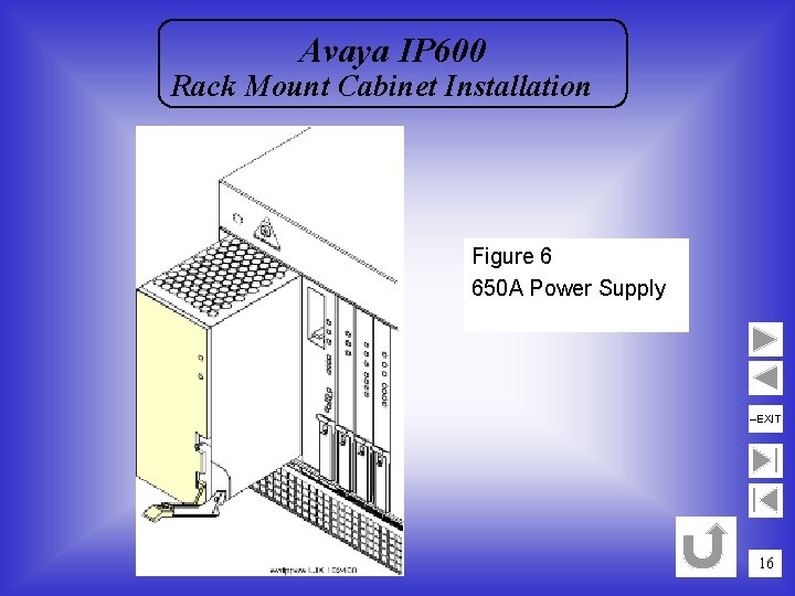 Avaya IP 600 Rack Mount Cabinet Installation Figure 6 650 A Power Supply –EXIT