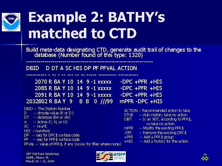 Example 2: BATHY’s matched to CTD Build meta-data designating CTD, generate audit trail of