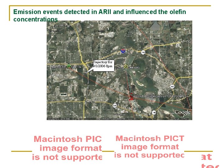 Emission events detected in ARII and influenced the olefin concentrations Trajectory for 9/1/2006 8