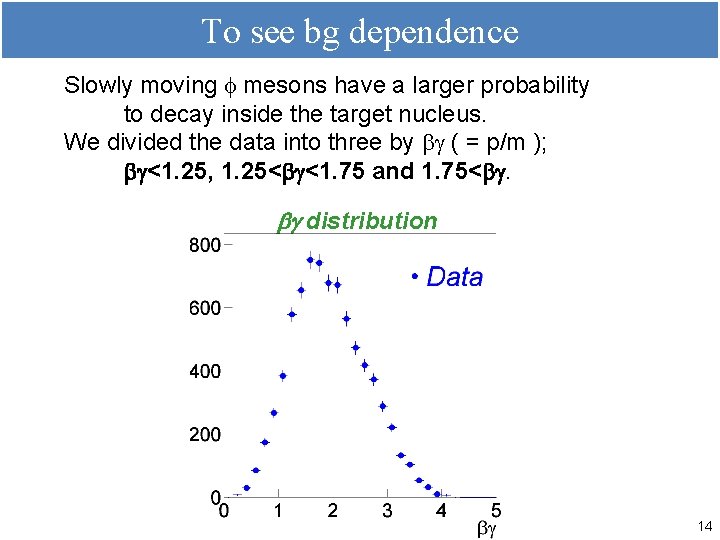 To see bg dependence Slowly moving f mesons have a larger probability to decay