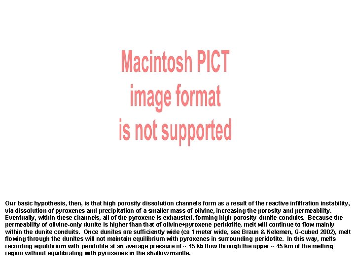 Our basic hypothesis, then, is that high porosity dissolution channels form as a result