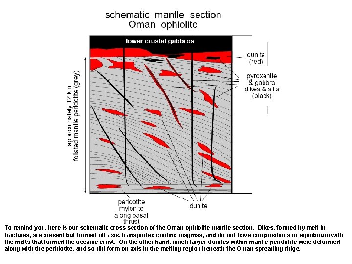 To remind you, here is our schematic cross section of the Oman ophiolite mantle