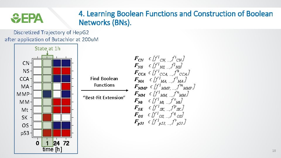 4. Learning Boolean Functions and Construction of Boolean Networks (BNs). Discretized Trajectory of Hep.